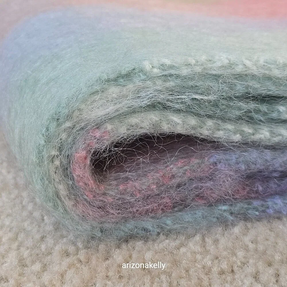NWOT Mohair Scarf Pastel Plaid Pink Lavender St. Albans Australia